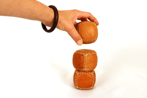 3 Leather Bean Bags for Medieval Jugglers,