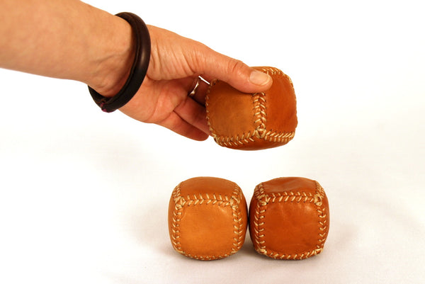 3 Leather Bean Bags for Medieval Jugglers,