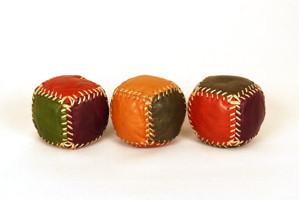 Set of 3 six-piece leather juggling  balls