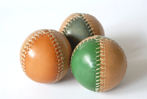 Set of 3 leather juggling balls, 3 Two-Colored Juggling Balls, Gift for jugglers.