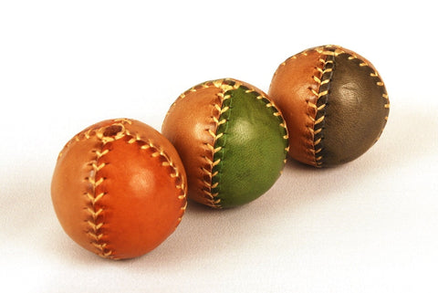 Set de 3 pelotas de malabares de 2 colores, pelotas de malabares de cuero, pelotas estilo vintage, set de malabares, regalo malabaristas.