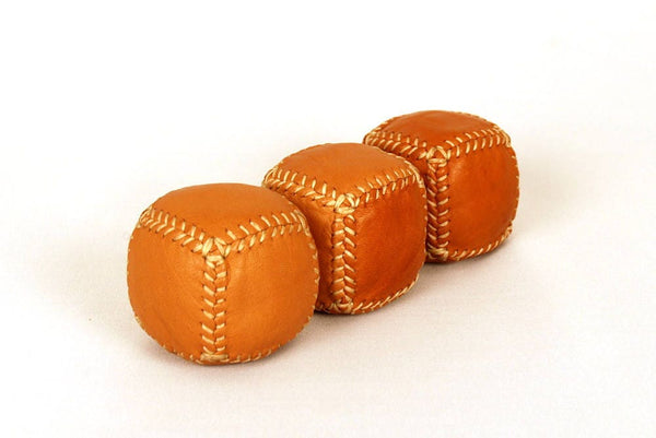 3 Leather Bean Bags for Professional Juggler 6x6cm approx, Leather Juggling Balls, Custom weight ball, original juggling balls, square ball.