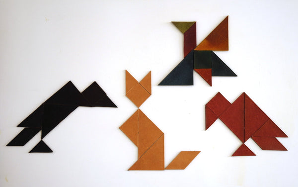 Magnetic leather tangram